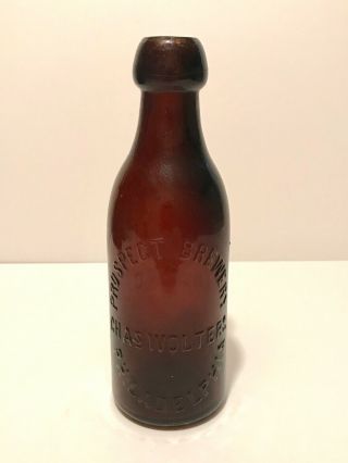 Charles Wolters Prospect Brewery Amber Blob Top Beer Bottle Philadelphia Pa Soda