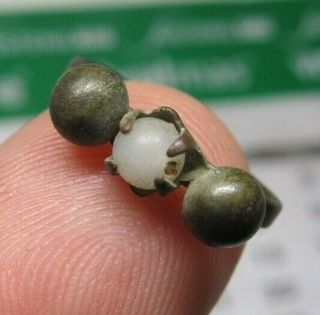 ANTIQUE SPANISH MEDIEVAL BRONZE RING COLONIAL TIMES WITH WHITE STONE 16 - 17th.  C 2