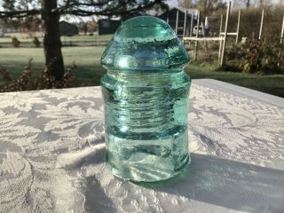 Cool Ice Aqua W.  E.  Mfg.  Co.  Cd - 126.  4 Glass Insulator.  A Leaner