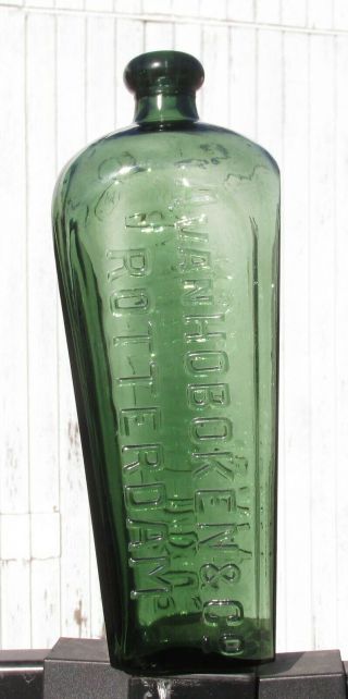 Rare Antique Emerald Green Avan Hoboken & Co Rotterdam Case Gin Bottle