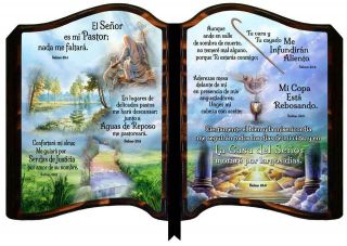 Cuadros Cristianos De Madera Con Escenas Del Salmo 23,  Cuadro Muy Brilloso