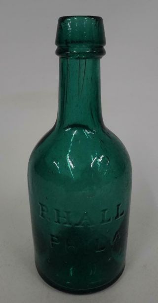 Antique Glass Bottle P.  Hall Philadelphia Green Blue Soda Beer Porter Pontil