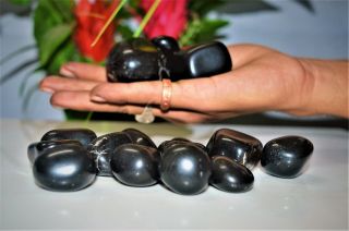 Large Size 500 Grams (1.  10 Pound) Black Jet Stone Healing Tumbled Pebbles Assort