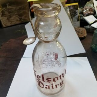 Rare Antique Nelson ' s Quart Milk Bottle BABY FACE Fall River Massachusetts cream 2