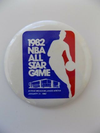 1982 Nba All Star Game Pin Back Button Meadowlands Jersey January Htf