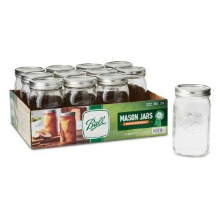 32oz Wide Mouth Glass Mason Jars With Lids And Bands - 12 Pack