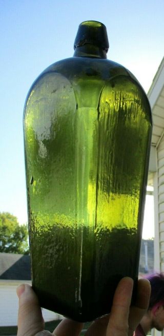 Olive Green Colored Case Gin Bottle Applied Lip 1880 