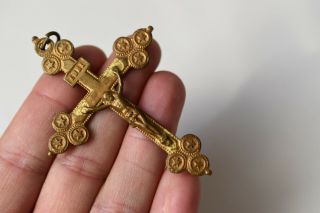 ⭐ antique French crucifix,  religious cross bronze,  pendant 2