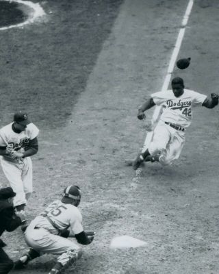 Jackie Robinson 8x10 Photo Brooklyn Dodgers Baseball Picture Stealing Home Mlb