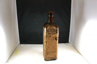 Antique Prickly Ash Bitters Amber Bottle With Most Of Paper Label/tax Stamp