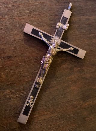 Big Antique Vintage Old Crucifix Skull & Bones Ww2 Era Pectoral Nuns Holy Cross