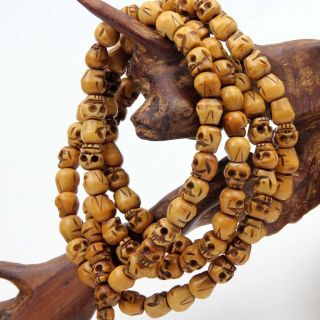 Tibetan Bone Skull Buddhist 108 Prayer Beads Mala Necklace - - 9mm