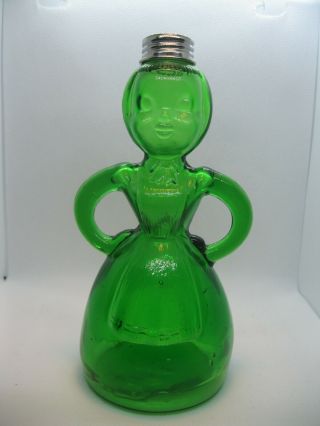 Vintage Green Glass Merry Maid Laundry Clothes Sprinkler Ironing Bottle