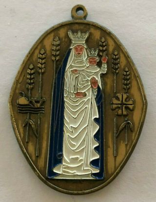 Vintage Catholic Religious Holy Medal // Enamel // Notre Dame De Paris // Large