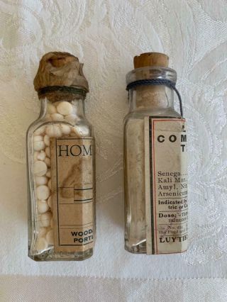 2 Antique Homeopathic Woodard Clarke & Co & Luytie ' s Pharmacy Medicine Bottles 2