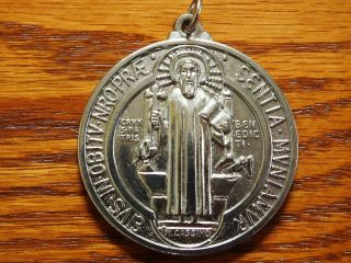 Antique Extra Large 35g Religious Medal St Benedict To Exorcize Demon,  M.  Cassino