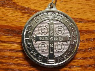 ANTIQUE EXTRA LARGE 35g RELIGIOUS MEDAL ST BENEDICT TO EXORCIZE DEMON,  M.  CASSINO 2