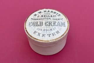 Vintage C1880s Harris Bell Chemists Exeter Devon Cold Cream Potlid Potlid & Base