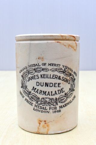 Vintage C1900s 2lb Size James Keiller & Sons Dundee Marmalade Maling Pot Or Jar