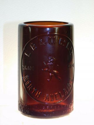 Antique Adelaide Cup Lion L.  B & M Co Ginger Beer Tumbler Rare Old Bottle 1920 