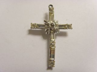 Scarce Antique Catholic Pave Diamante Lords Prayer Stanhope Cross Pendant 50465