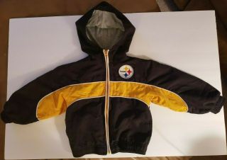 Nfl Team Pittsburgh Steelers Warm Fleece Lined Hoodie Zip Up Jacket Coat 24 Mos