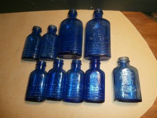 9 Vintage Blue Glass Bottles Milk Of Magnesia