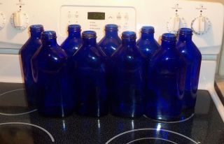 9 Extra Large Vintage Cobalt Blue Bottles 28oz Phillips Milk Of Magnesia 9 " Rare