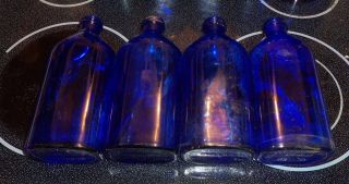 9 Extra Large Vintage Cobalt Blue Bottles 28oz Phillips Milk of Magnesia 9 