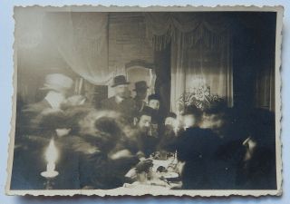 Hassidic Event Tish? Real Photo Rabbi Admor Krakow Poland Judaica 1920 