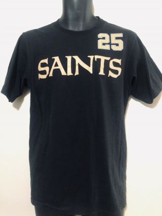 Vintage Nfl Orleans Saints “ Bush 25 “ Black Reebok T - Shirt