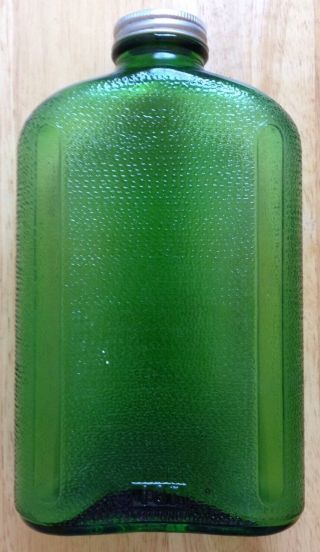 1930s - 1950s GREEN REFRIGERATOR WATER BOTTLE with CAP,  1 QUART,  OWENS,  VINTAGE 3