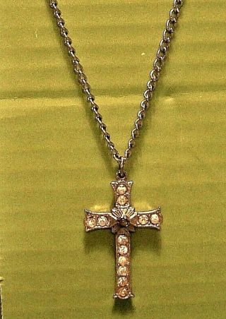 Marvelous Stanhope Viewer " The Lords Prayer " Cross Necklace W 31 " Chain