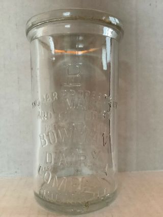 Vintage Bowman Dairy Creamed Cottage Cheese 12 Oz.  5.  5” Glass Jar Chicago