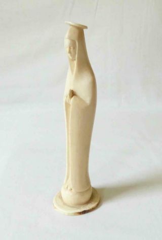 Antique Early 20th Century French Dieppe Art Deco Carved Figure Of The Madonna
