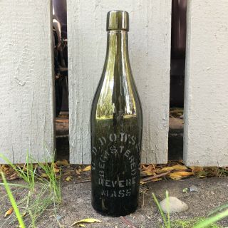 Antique Revere Mass Bottle D W Dobs Acid Etched Beer 1890s - 1910