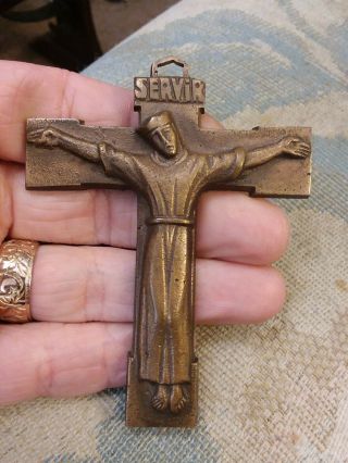 Antique Large Heavy 50 Grams Bronze Crucifix Pendant