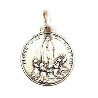 16mm Sterling Silver 925 Our Lady Of Fatima Medal Necklace Pendant Charm - Italy