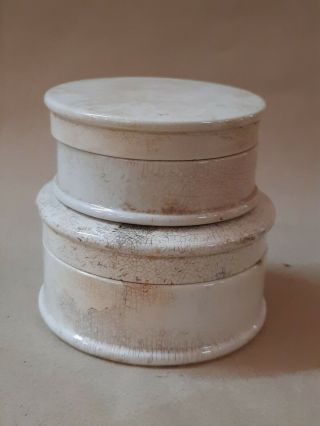 Plain White Paste Jar Pot Lid Ironstone Mark Advertising English Crock Porcelain