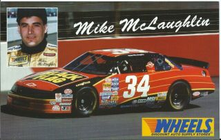 1995 Mike Mclaughlin 34 Nascar Busch Series " Black Flag " Postcard