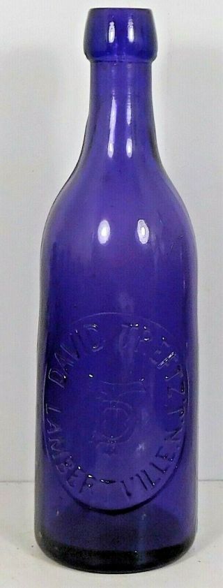 C1900 Purple - Amethyst Blob Beer Bottle - David Treftz Lambertville,  N.  J.