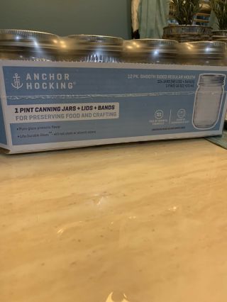 Anchor Hocking Mason Jars 16 Oz 12 Pack Quart Canning Regular Mouth