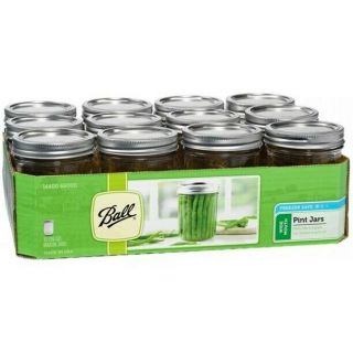 Ball Wide Mouth Pint Canning Mason Jars,  Lids & Bands Clear Glass,  16oz 12 - Pack