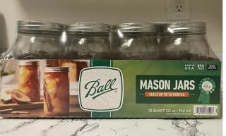 Ball 12pk 32oz Wide Mouth Canning Mason Jar With Lids And Bands