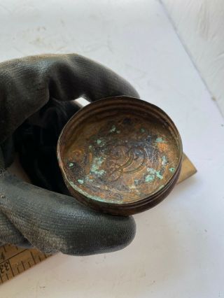 Vintage 1800s Early Rustic Copper Glass Quart Ball Jar Lid Pre Zinc RARE 3