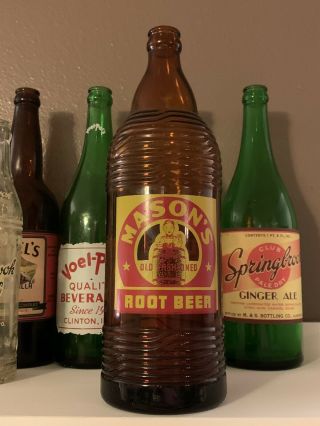 Rock Island,  Illinois 1950’s Mason’s Root Beer Quart Acl Soda Bottle Mclaughlin