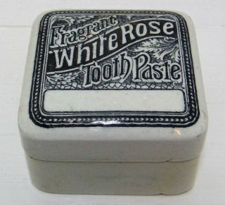 Square Fragrant White Rose Tooth Paste Pot Lid & Base C1900 