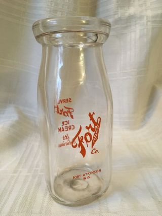 Vintage Half Pint Milk Bottle Fort Creamery Co.  Fort Atkinson Wisconsin 1951