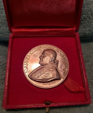 Vatican Church Silver Pope John Xxiii Religious Medal With Case Approx 1 Oz