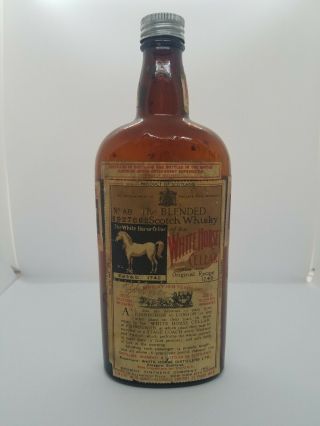 《Antique Scotch Wiskey Bottle》 The White Horse Cellar▪amber glass▪vintage label 3